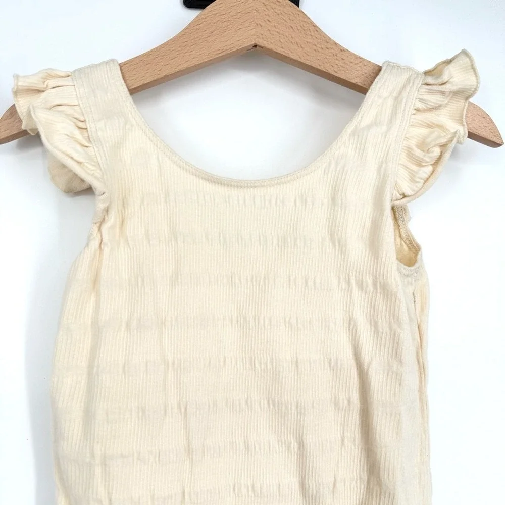 Rylee + Cru Cream Natural Ruffle Ribbed Bodysuit 2-3 Y‎